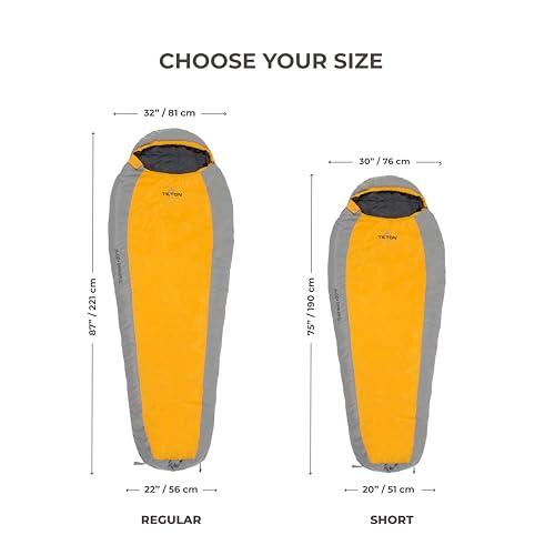 Teton Lightweight Warm Weather Sleeping Bag for Adults and Kids; Camping, Backpacking, Hiking - 20F and 5F Degrees