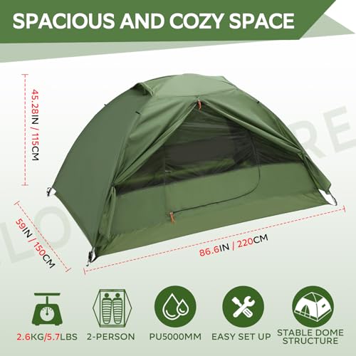 Clostnature Crux Lightweight Tent for Backpacking - 1-4 Person Ultralight Camping Tent, Waterproof Easy Setup for Outdoo
